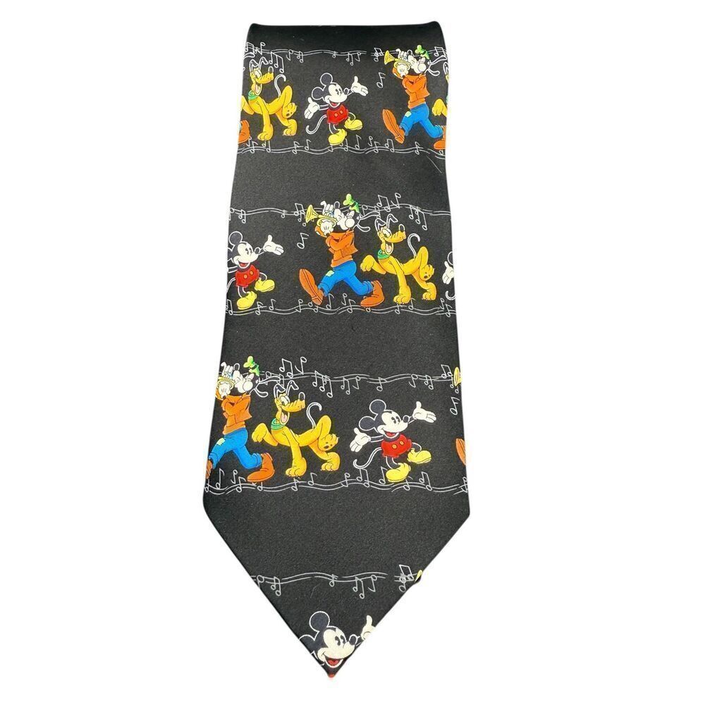 Walt Disney 100% Silk Neck Tie Mickey Mouse Musical Goofy Pluto